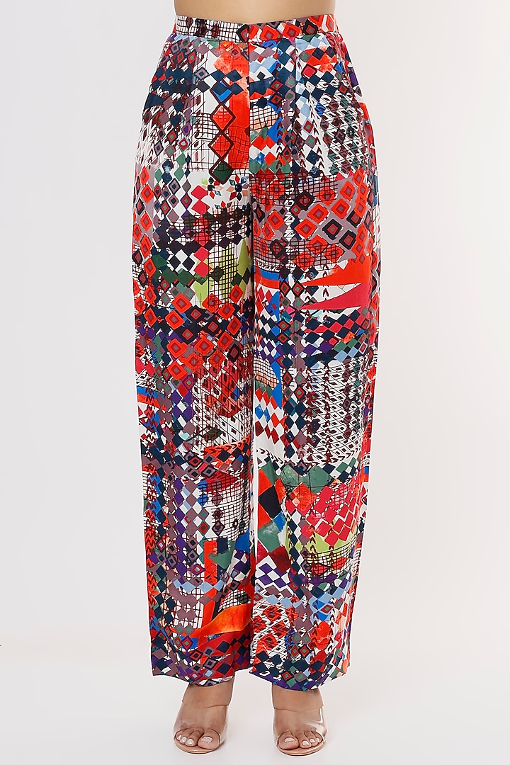 Multi-Colored Abstract Print Pants by Saaksha & Kinni