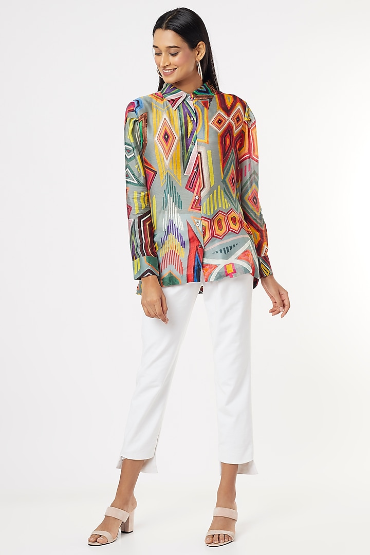 Multi-Colored Abstract Printed Shirt by Saaksha & Kinni