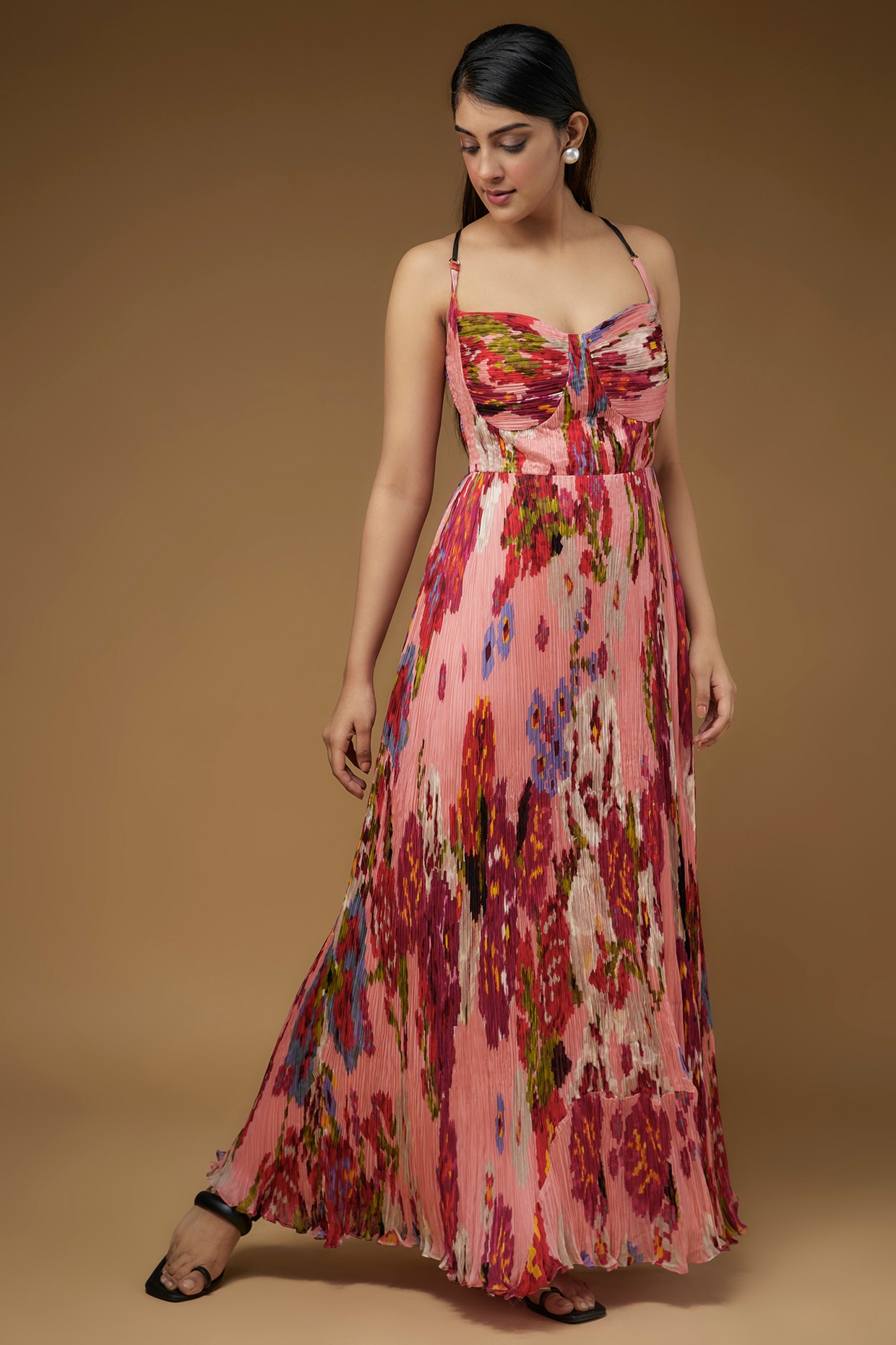 Good Quality Printed Butter Silk New Gown Design – Kaleendi