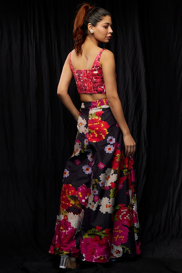 Pink Satin Floral Printed Bustier by Saaksha & Kinni at Pernia's Pop Up Shop