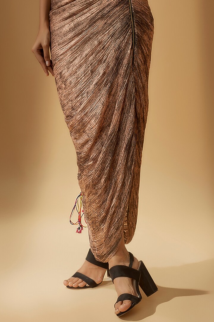 Peach Cotton Silk Printed Skirt by Saaksha & Kinni at Pernia's Pop Up Shop
