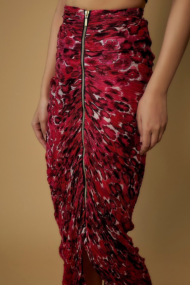 Pink Cotton Silk Printed Skirt by Saaksha & Kinni at Pernia's Pop Up Shop