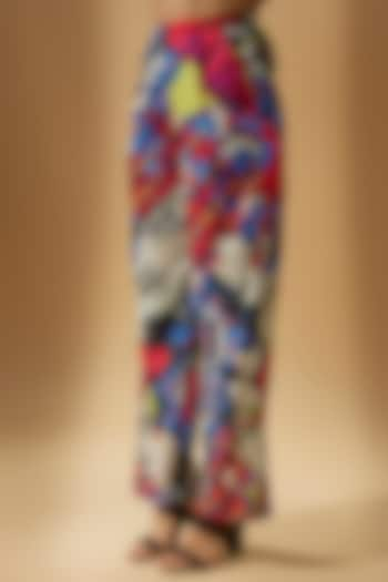 Multi-Colored Cambric & Satin Printed Pants by Saaksha & Kinni at Pernia's Pop Up Shop