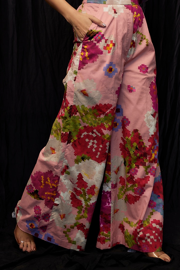 Pink Pure Silk Satin Floral Printed Cape by Saaksha & Kinni at Pernia's Pop Up Shop