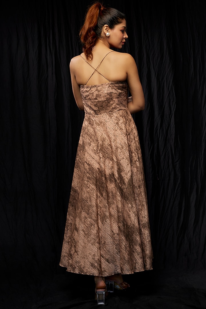 Beige Cambric Cotton Printed & Hand Embroidered Vacation Dress by Saaksha & Kinni at Pernia's Pop Up Shop