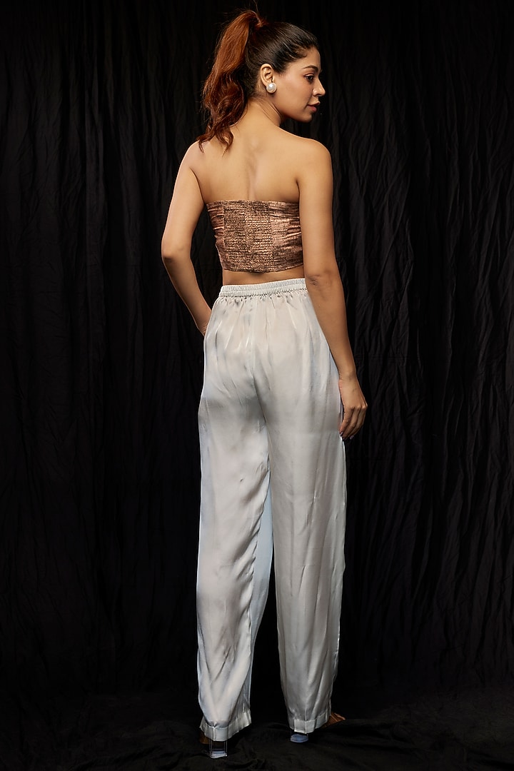 Beige Chiffon Printed Bustier by Saaksha & Kinni at Pernia's Pop Up Shop