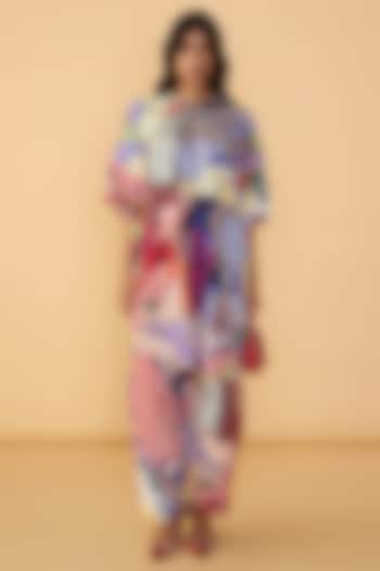 Multi-Colored Cambric Abstract Bird Printed Tunic Set by Saaksha & Kinni at Pernia's Pop Up Shop