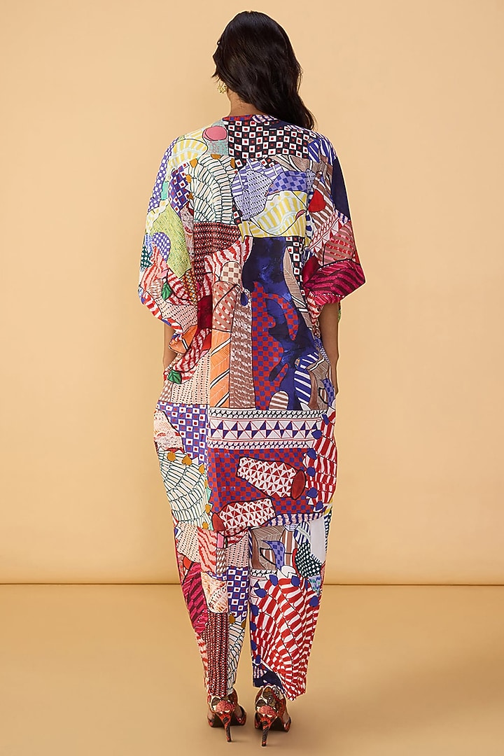 Multi-Colored Cambric Abstract Bird Printed Tunic Set by Saaksha & Kinni at Pernia's Pop Up Shop