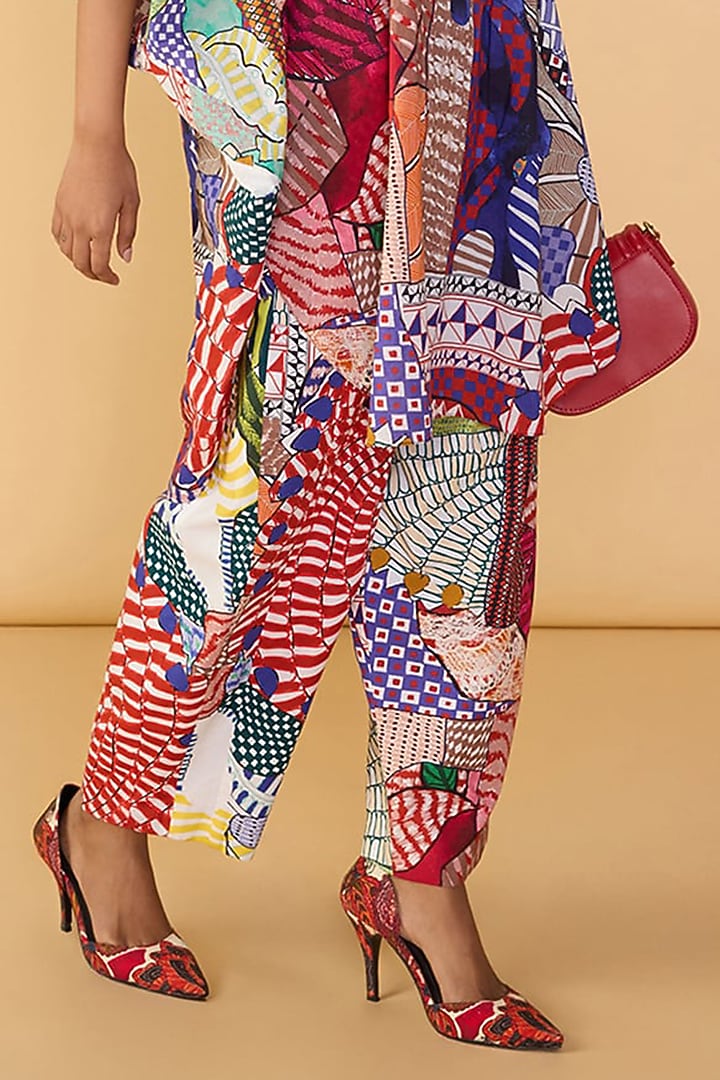 Multi-Colored Cambric Abstract Bird Printed Tunic Set by Saaksha & Kinni at Pernia's Pop Up Shop