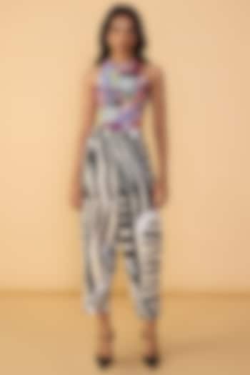 Multi-Colored Lycra Abstract Bird Printed Co-Ord Set by Saaksha & Kinni at Pernia's Pop Up Shop