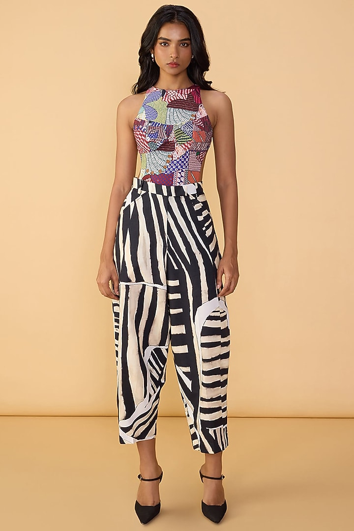 Multi-Colored Lycra Abstract Bird Printed Co-Ord Set by Saaksha & Kinni at Pernia's Pop Up Shop