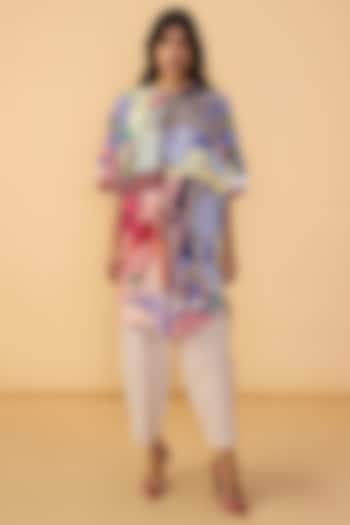 Multi-Colored Cambric Abstract Bird Printed Tunic Set by Saaksha & Kinni at Pernia's Pop Up Shop