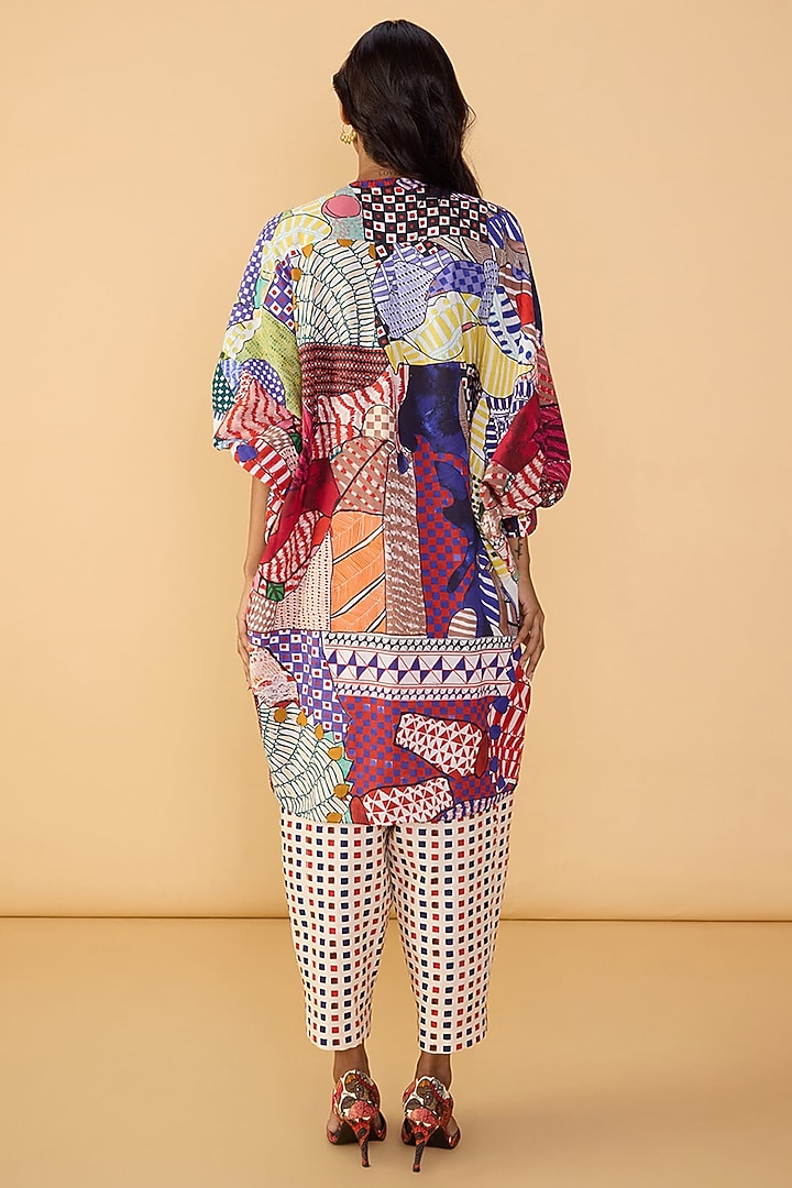 Multi-Colored Cambric Abstract Bird Printed Tunic Set by Saaksha & Kinni at Pernia's Pop Up Shop