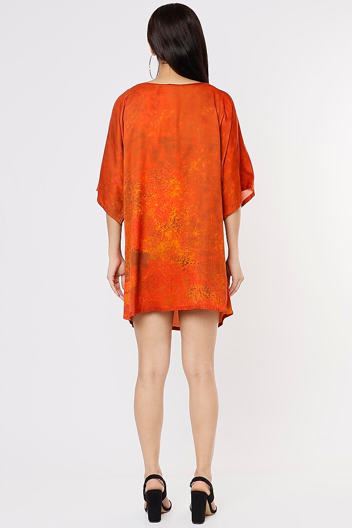 Rust Orange Printed Summer Dress by Saaksha & Kinni at Pernia's Pop Up Shop