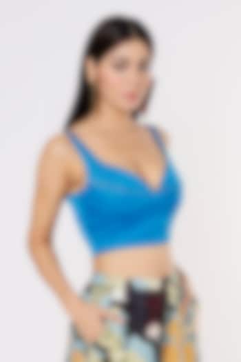 Blue Sequinned Bustier by Saaksha & Kinni at Pernia's Pop Up Shop