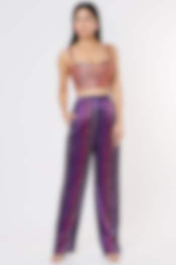 Purple Printed Trousers by Saaksha & Kinni