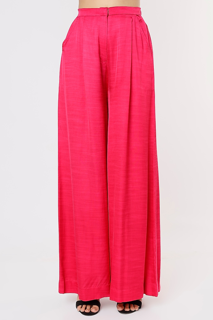 Pink Satin Trousers by Saaksha & Kinni