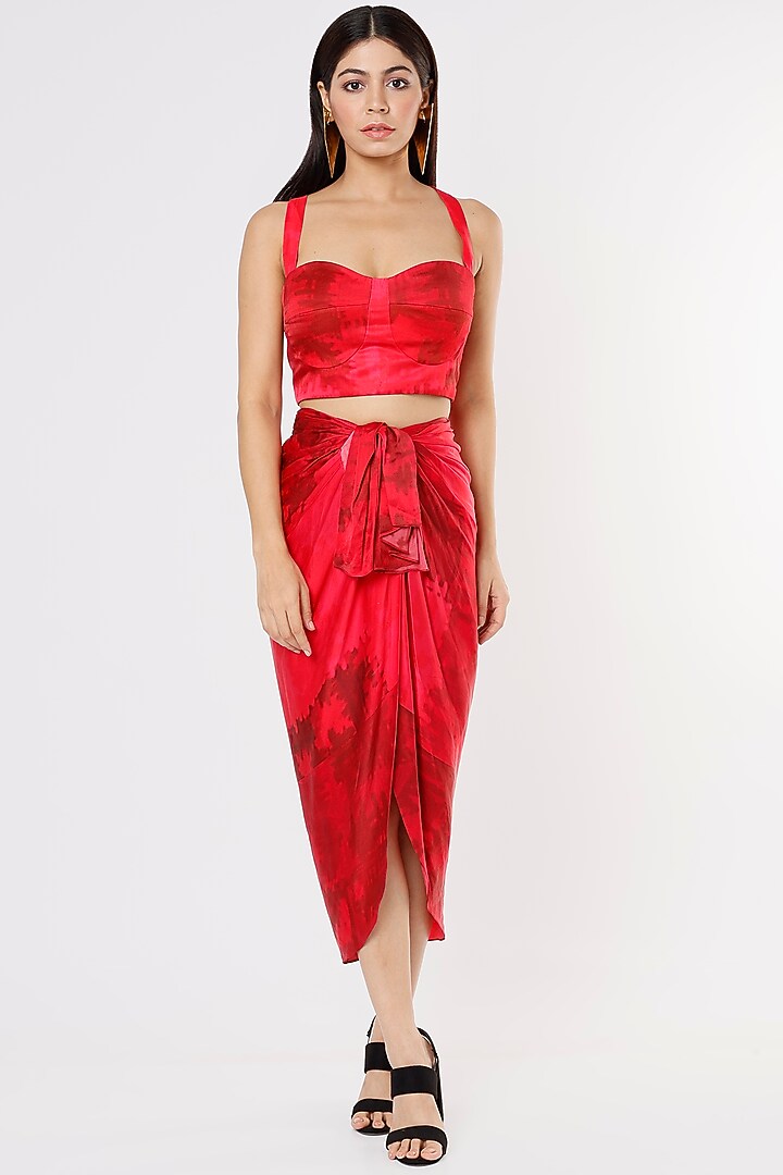 Cherry Printed Asymmetrical Wrap Skirt by Saaksha & Kinni at Pernia's Pop Up Shop