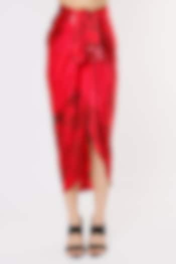 Cherry Printed Asymmetrical Wrap Skirt by Saaksha & Kinni