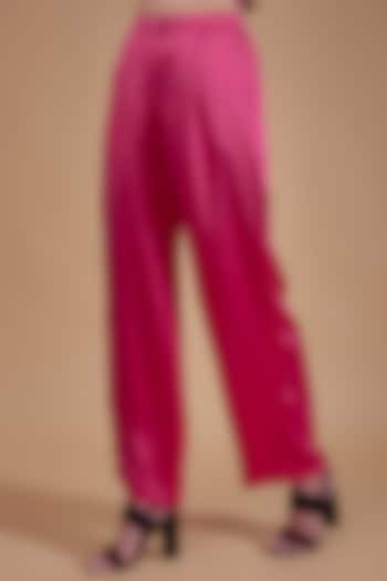 Pink Pure Silk Trousers by Saaksha & Kinni
