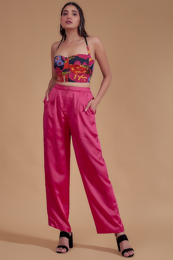 Pink Pure Silk Trousers by Saaksha & Kinni at Pernia's Pop Up Shop