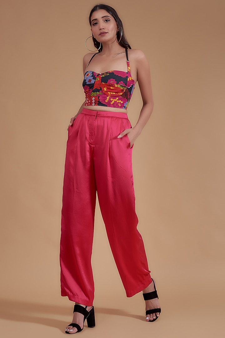 Black Satin Printed Bustier by Saaksha & Kinni at Pernia's Pop Up Shop
