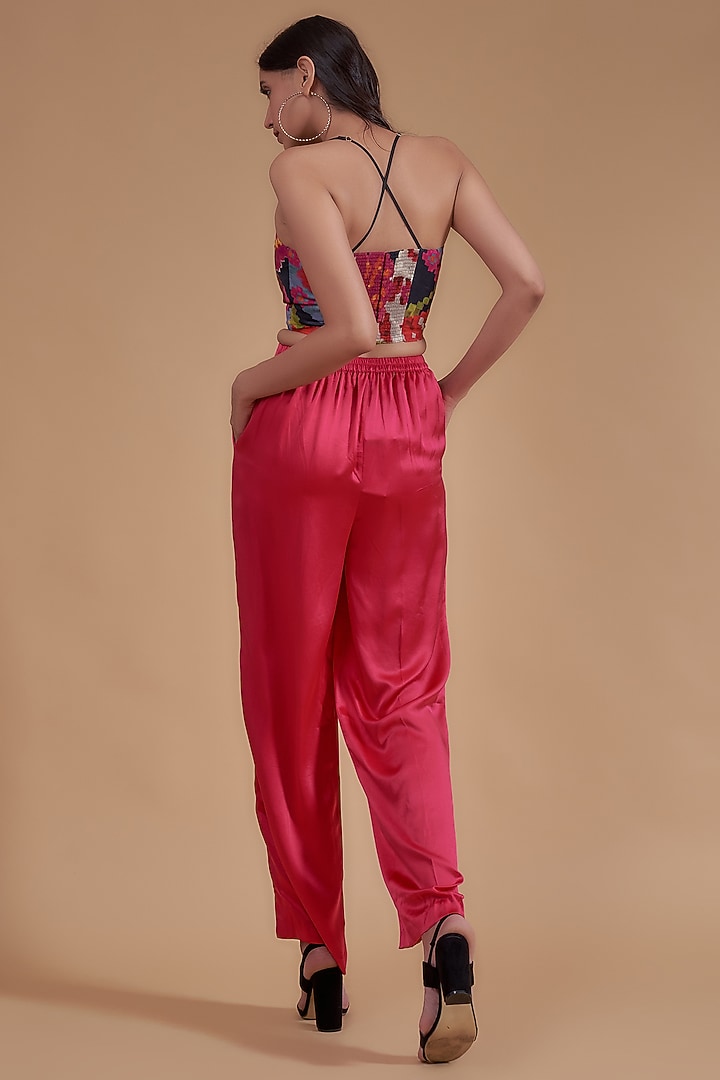 Black Satin Printed Bustier by Saaksha & Kinni at Pernia's Pop Up Shop