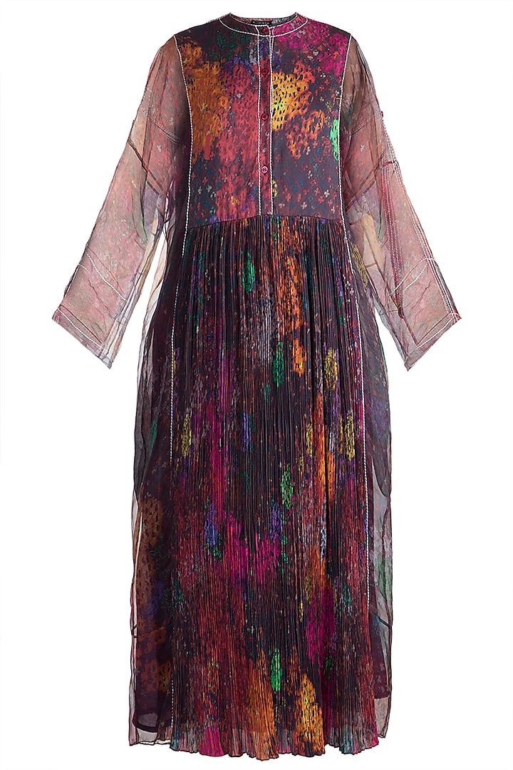 Mauve Digital Printed Kurta Dress With Slip by Saaksha & Kinni