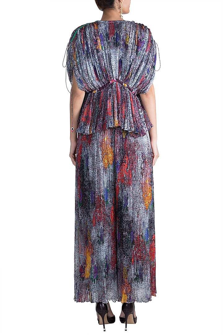 Grey Digital Printed Palazzo Pants by Saaksha & Kinni at Pernia's Pop Up Shop