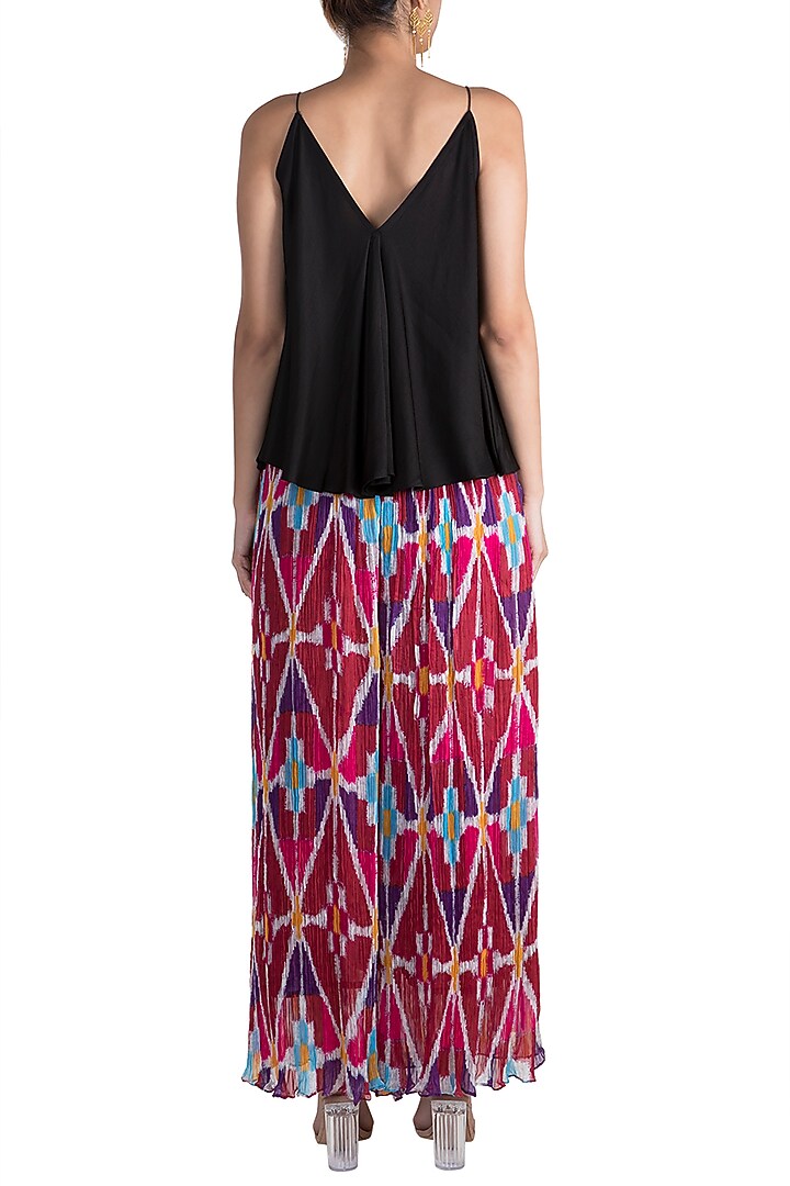 Blush Pink Ikat Printed Palazzo Pants by Saaksha & Kinni at Pernia's Pop Up Shop