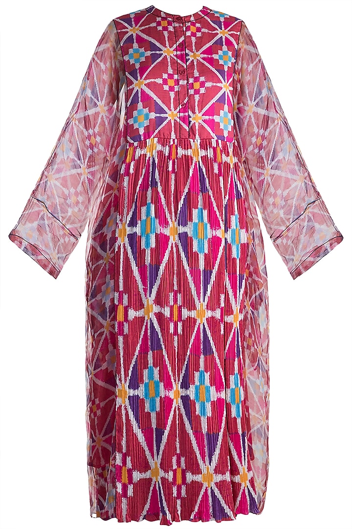 Blush Pink Digital Printed Kurta Dress With Slip by Saaksha & Kinni