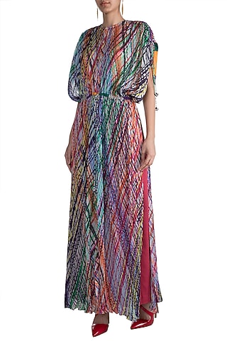 Blush Pink Leheriya Printed Kaftan by Saaksha & Kinni