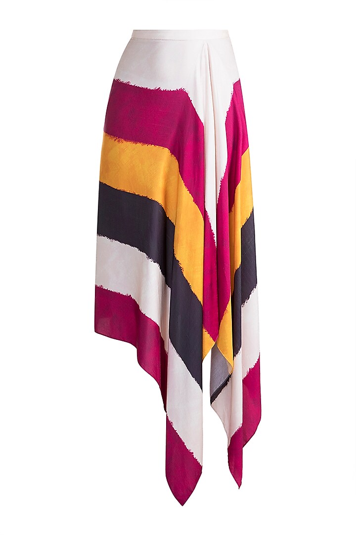 Fuchsia Printed Wrap Skirt by Saaksha & Kinni
