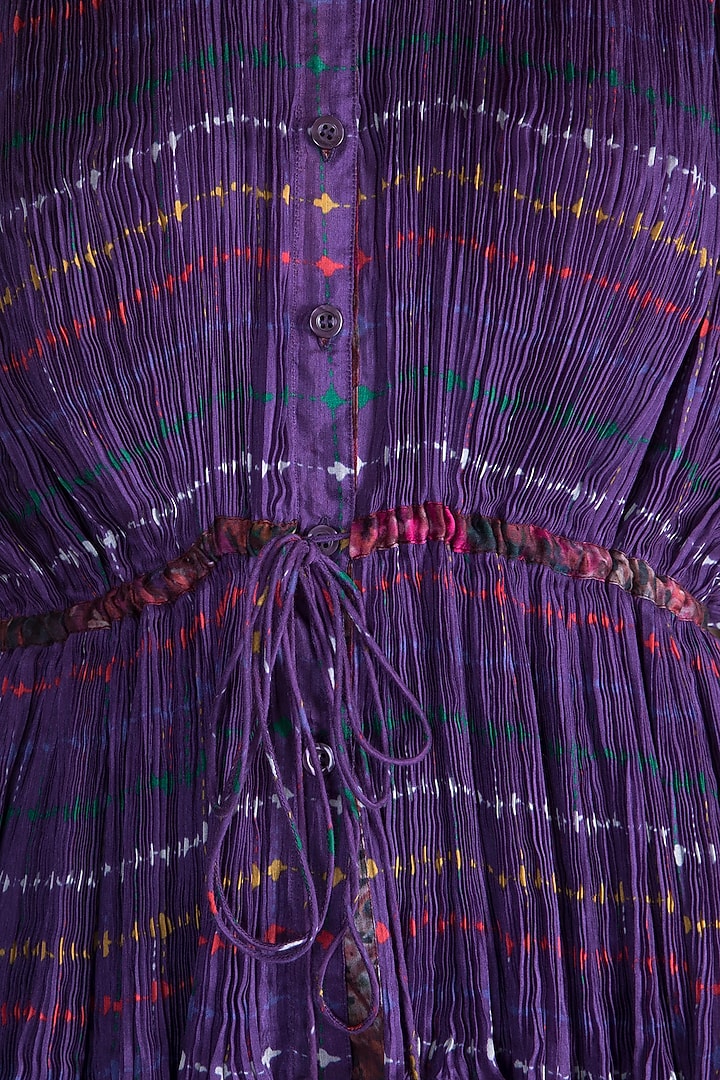 Purple Embroidered & Printed Kaftan Blouse by Saaksha & Kinni at Pernia's Pop Up Shop