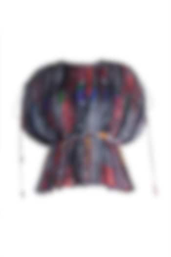 Grey Embroidered & Printed Kaftan Blouse by Saaksha & Kinni at Pernia's Pop Up Shop