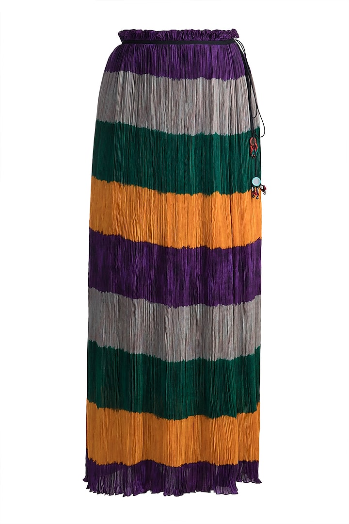 Emerald Green Stripe Printed Skirt by Saaksha & Kinni