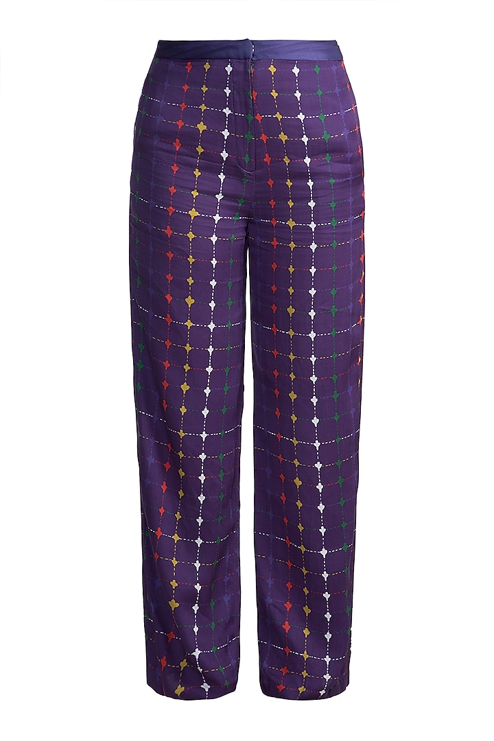 Purple Digital Printed Trouser Pants by Saaksha & Kinni