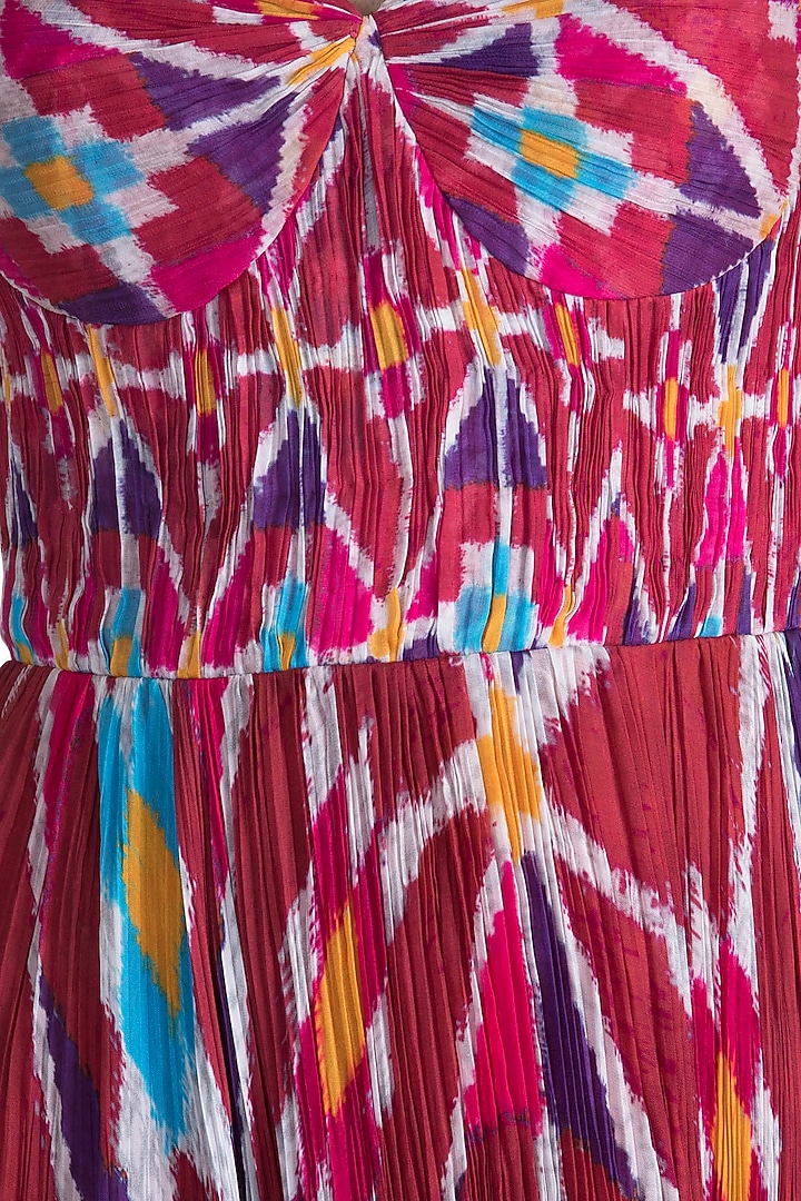 Blush Pink Printed Pleated Maxi Vacation Dress by Saaksha & Kinni at Pernia's Pop Up Shop