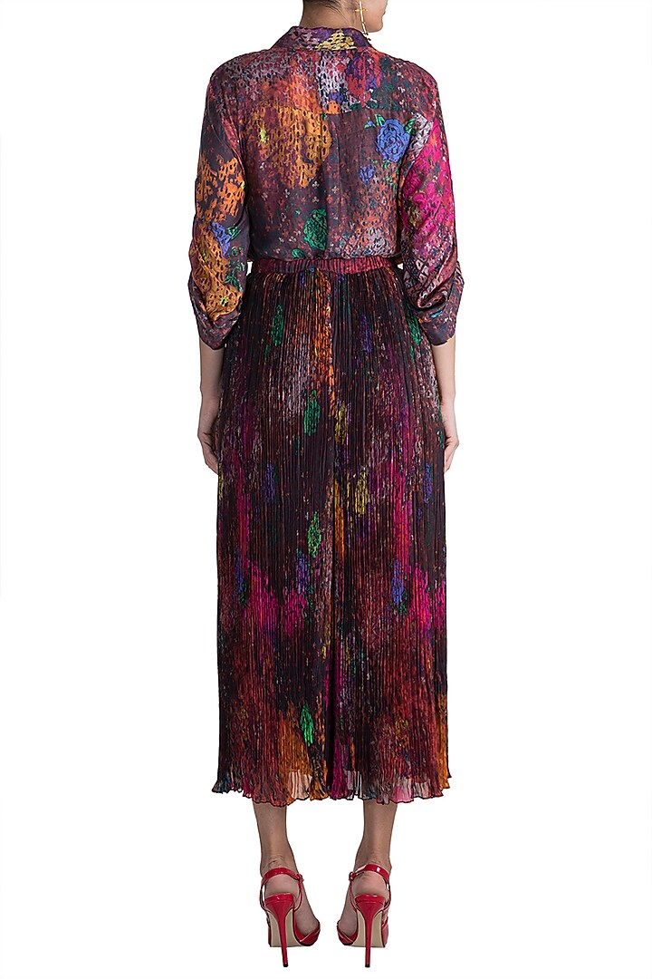 Fuchsia Digital Printed Palazzo Pants by Saaksha & Kinni at Pernia's Pop Up Shop