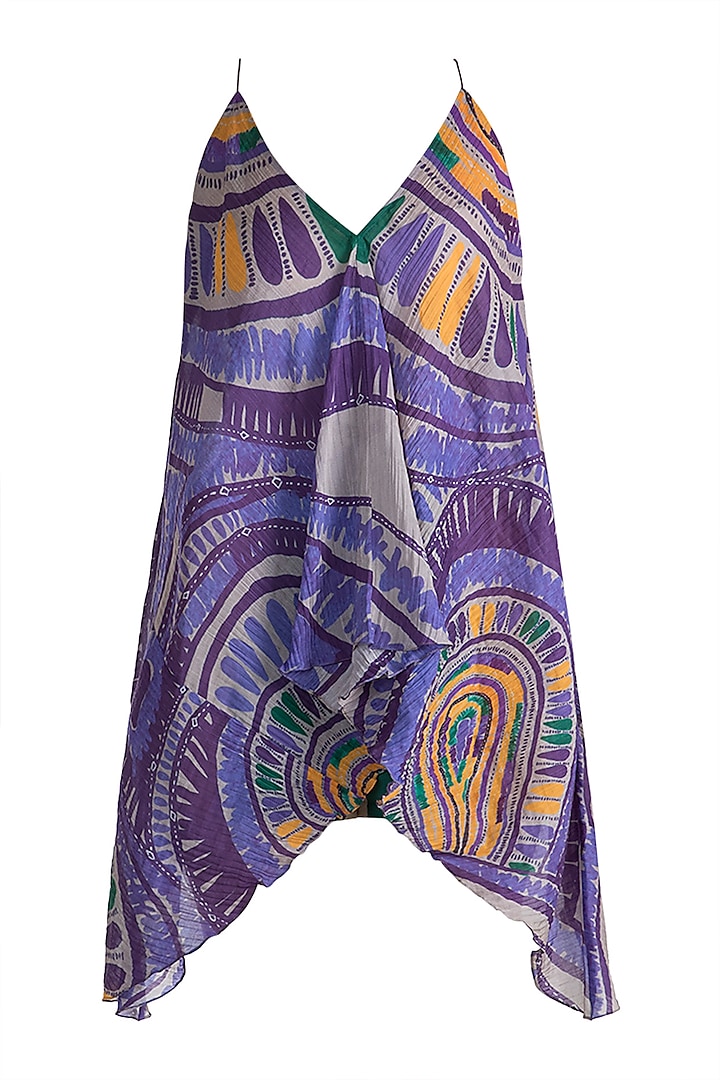 Purple Digital Printed Pleated Tunic by Saaksha & Kinni