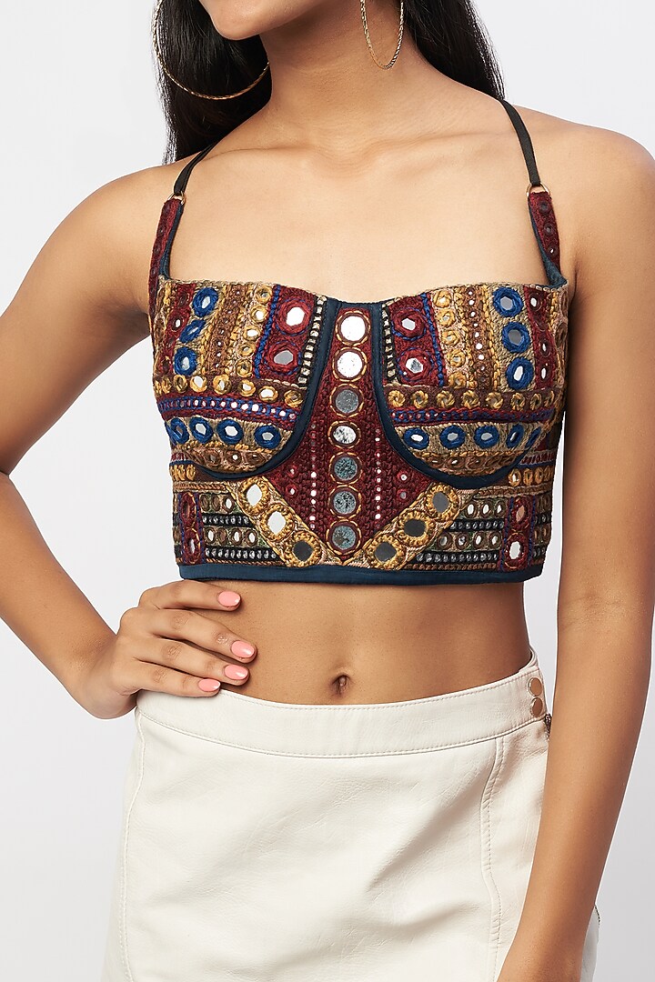 Brown Printed Bustier by Saaksha & Kinni at Pernia's Pop Up Shop