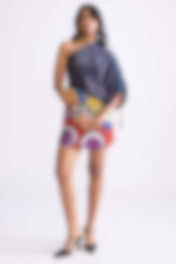 Multi-Colored Satin Tribal Printed Mini Dress by Saaksha & Kinni at Pernia's Pop Up Shop