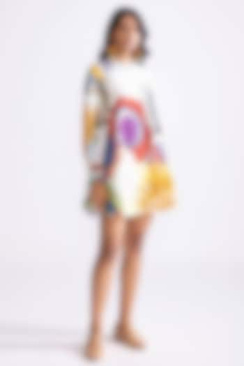 Ivory & Multi-Colored Cambric Tribal Printed Shift Mini Dress by Saaksha & Kinni at Pernia's Pop Up Shop