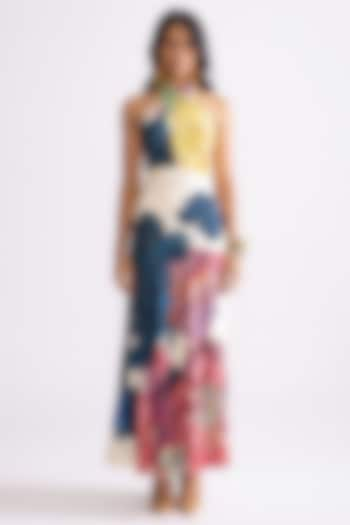 Multi-Colored Habutai Daisy Printed Maxi Dress by Saaksha & Kinni at Pernia's Pop Up Shop