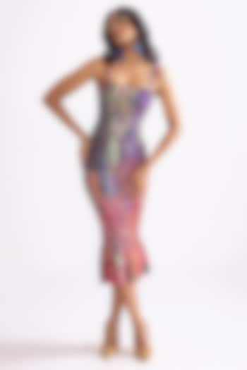 Multi-Colored Cotton Silk Daisy Printed Bodycon Midi Dress by Saaksha & Kinni at Pernia's Pop Up Shop