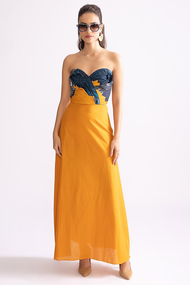 Mango Yellow Cambric Daisy Printed Maxi Dress by Saaksha & Kinni at Pernia's Pop Up Shop