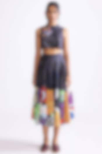 Black & Multi-Colored Cambric Tribal Printed High-Waisted Skirt Set by Saaksha & Kinni at Pernia's Pop Up Shop