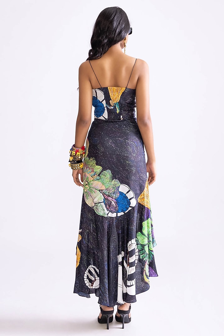 Multi-Colored Habutai Daisy Printed Asymmetric Vacation Dress by Saaksha & Kinni at Pernia's Pop Up Shop