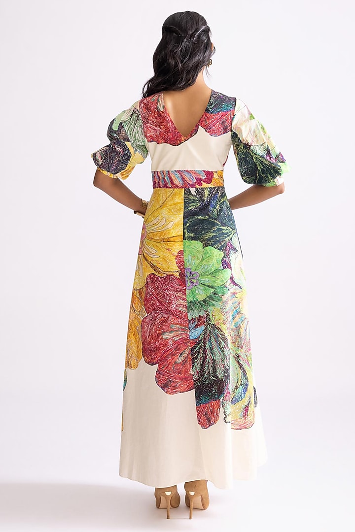 Multi-Colored Cambric Daisy Printed Maxi Vacation Dress by Saaksha & Kinni at Pernia's Pop Up Shop