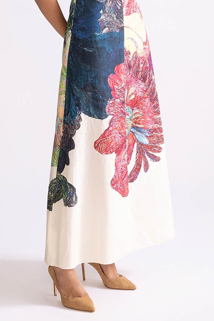 Multi-Colored Cambric Daisy Printed Maxi Vacation Dress by Saaksha & Kinni at Pernia's Pop Up Shop